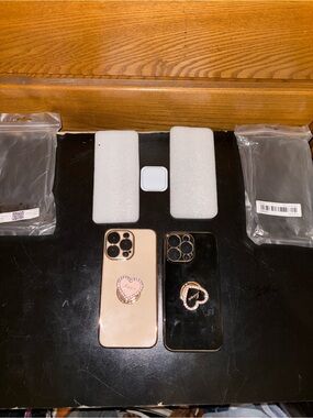 Stylish Heart Ring Grip Phone Case - Gold and Black